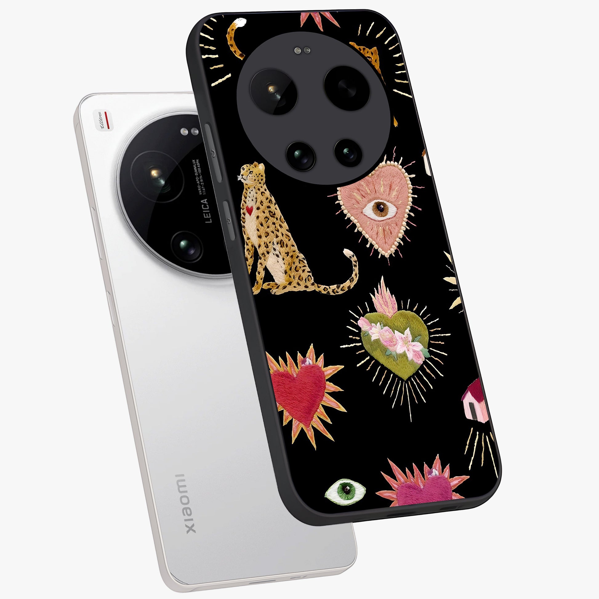 Sacred Jungle Heart Glass Case displayed in angled mockup highlighting lush tropical design with natural aesthetic style.