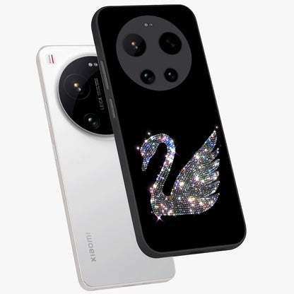 Starlit Swan Grace Glass Case displayed in angled mockup highlighting elegant swan illustration with dreamy celestial aesthetic.