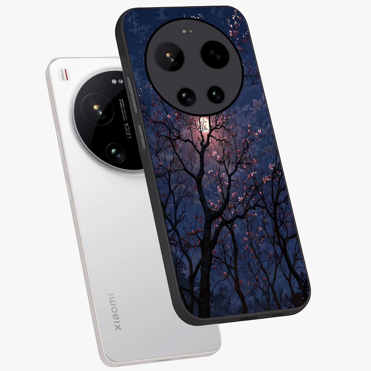 Twilight Sakura Serenade Glass Case displayed in angled mockup highlighting delicate sakura flower design with dreamy aesthetic.