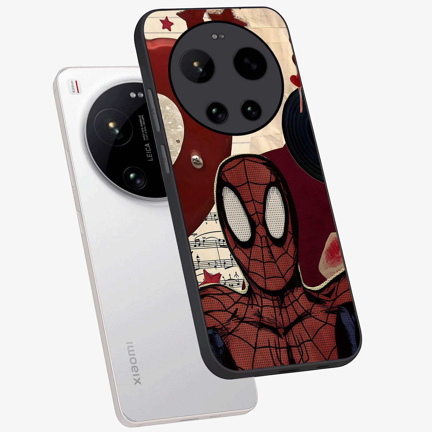 Web Warrior Vibes Glass Case displayed in angled mockup highlighting dynamic web design with comic style aesthetic.