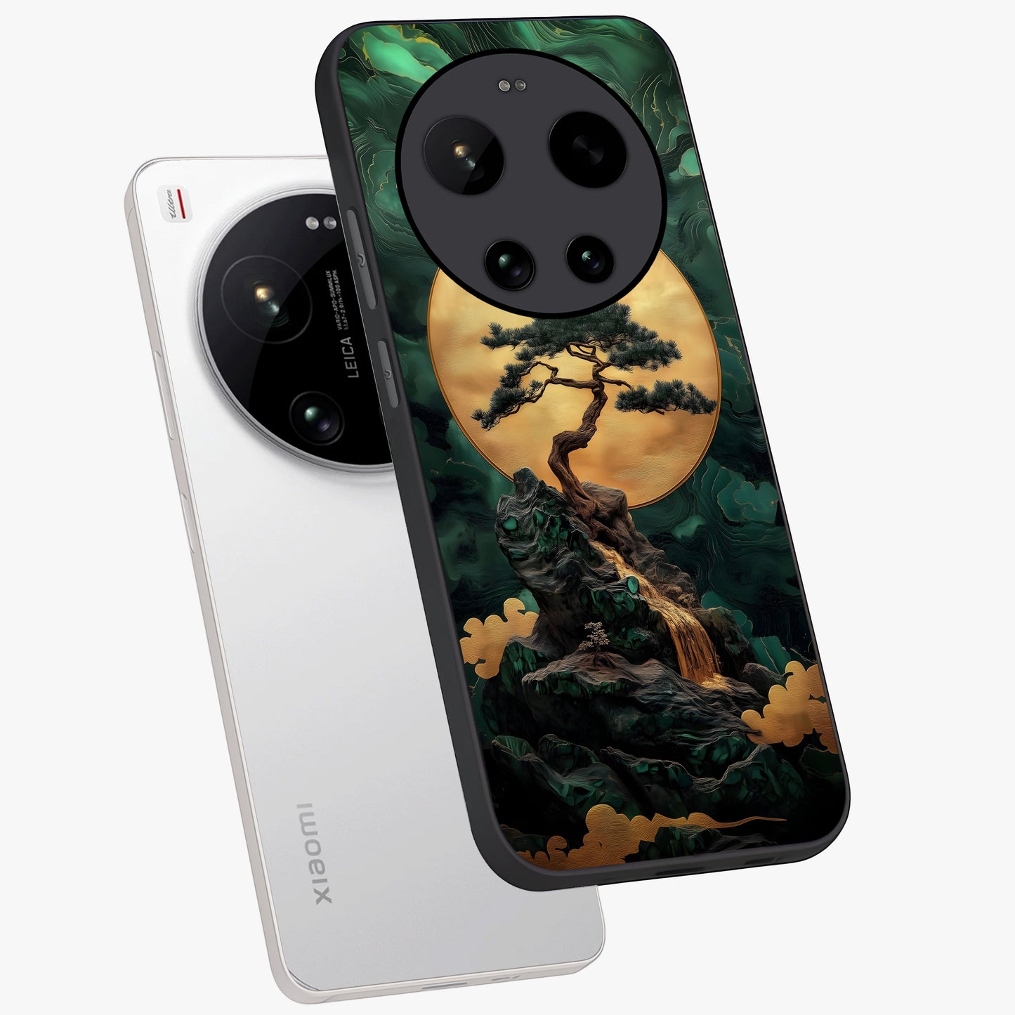 Zen Moon Rise Glass Case displayed in angled mockup highlighting peaceful lunar design with zen aesthetic style.