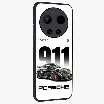 911 Turbo Dominance Glass Case upright perspective showcasing powerful racing design and modern automotive aesthetic.