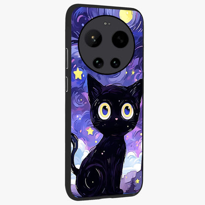 Abstract Cat Art Glass Case upright view showcasing creative feline illustration and aesthetic artistic style.