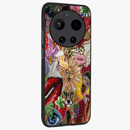 Beaded Fashion Jungle Glass Case upright view showcasing tropical jungle aesthetic with decorative bead elements.