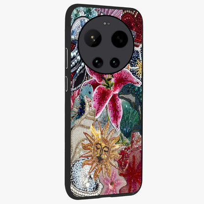 Beaded Garden Fantasy Glass Case upright view showcasing whimsical garden aesthetic with artistic bead details.