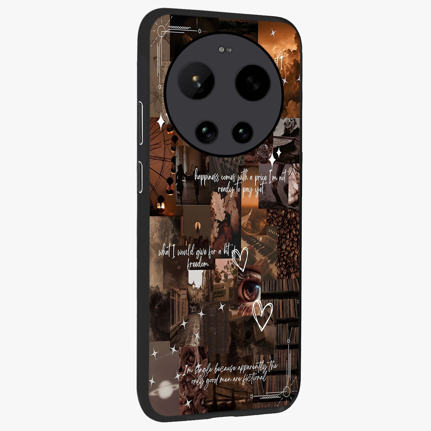 Bittersweet Aesthetic Chaos Glass Case upright view showcasing bold artistic chaos design with modern aesthetic style.