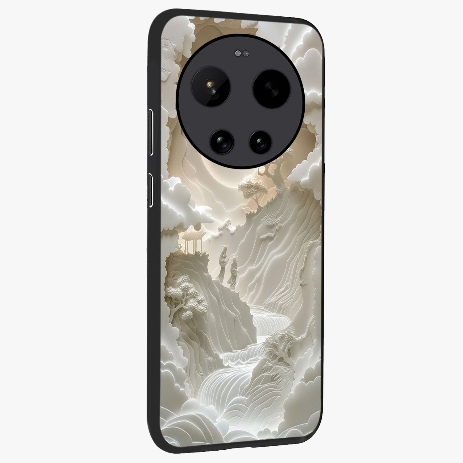 Celestial Origami Glass Case upright view showcasing creative origami artwork with modern celestial style.