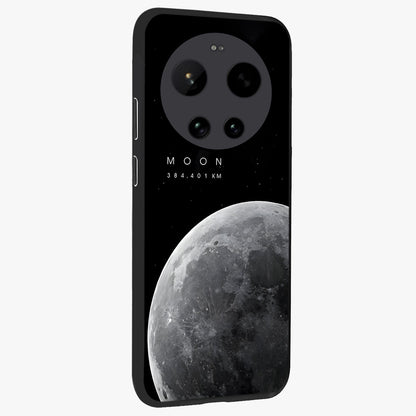 Cosmic Moon Glow Glass Case upright view showcasing luminous moon illustration with dreamy cosmic style.