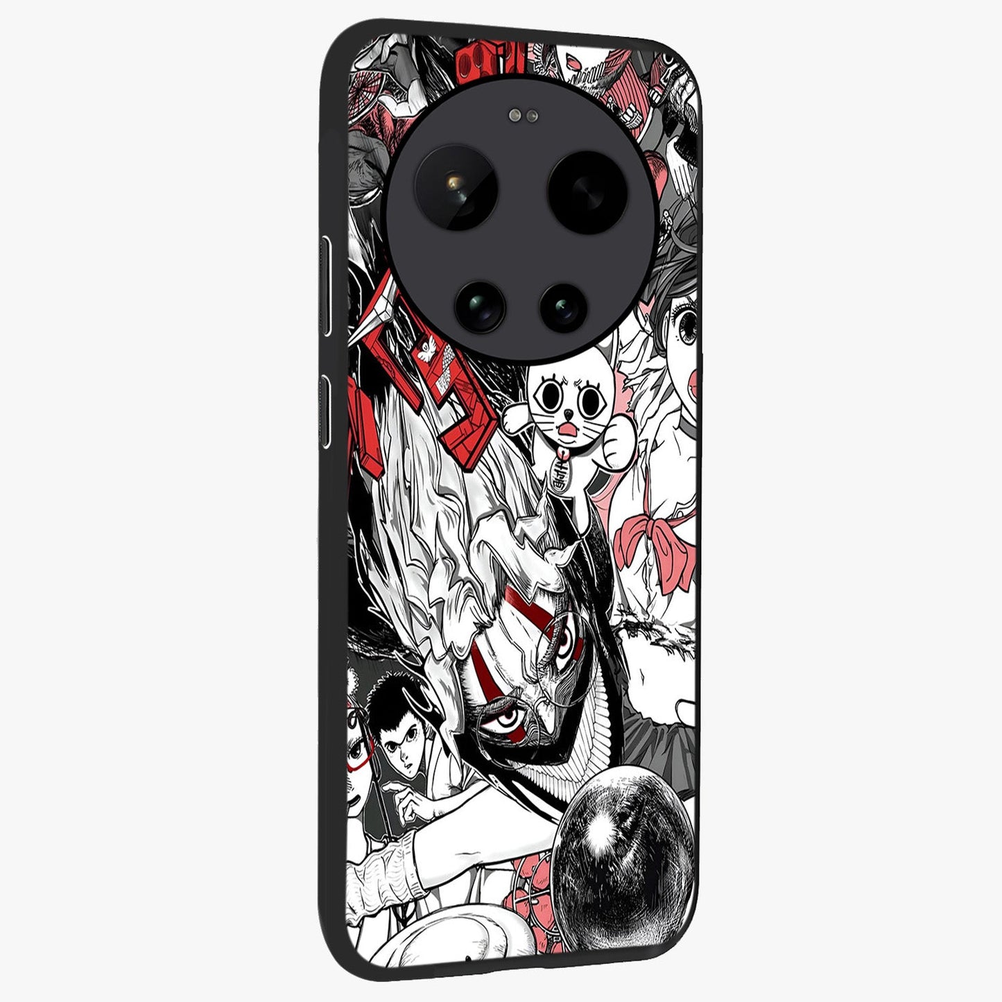 Crimson Chaos Panel Glass Case upright view showcasing intense crimson artwork with dramatic aesthetic style.
