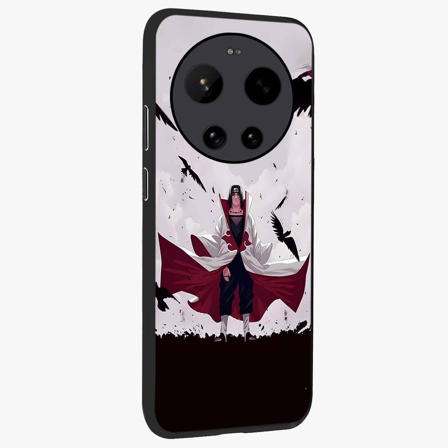 Crimson Crow Ascension Glass Case upright view showcasing dramatic crow artwork with bold gothic theme.
