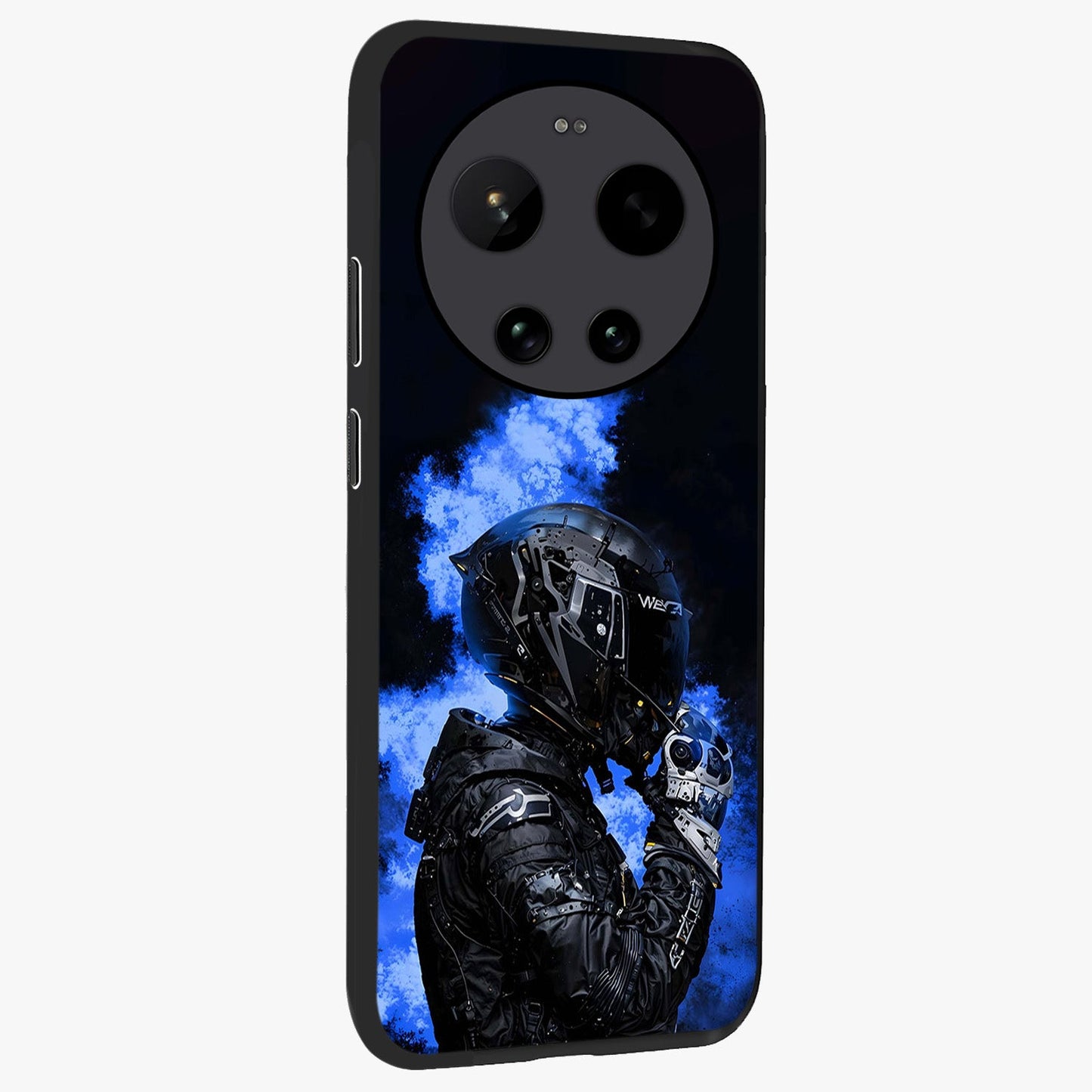 Cyber Sentinel Protocol Glass Case upright view showcasing advanced cyber sentinel artwork with futuristic tech theme.