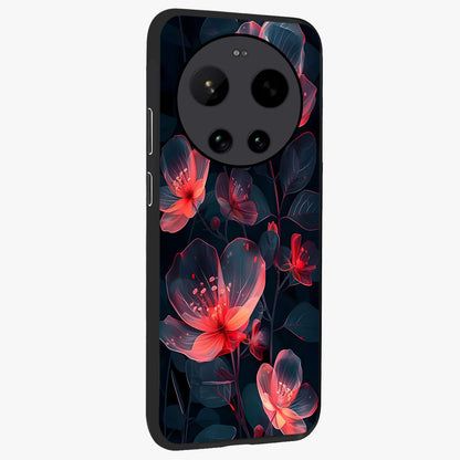 Dark Shade of Flower Glass Case upright view showcasing delicate flower artwork with rich dark floral theme.