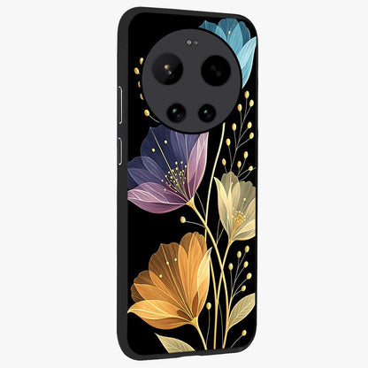 Delicate Multicolor Flowers Glass Case upright view showcasing delicate floral artwork with bright botanical theme.