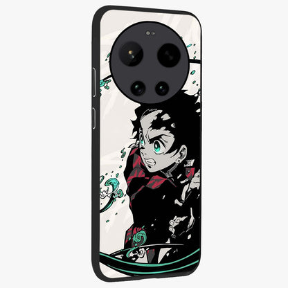 Demon Slayer Glass Case upright view showcasing powerful anime artwork with intense warrior theme.