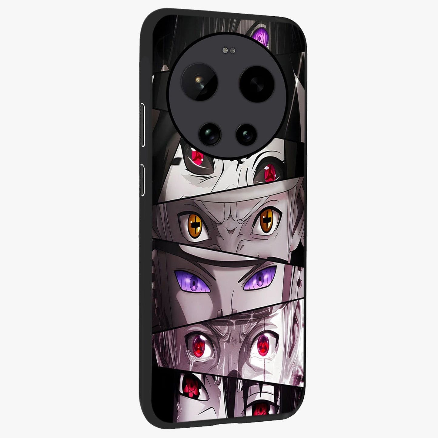 Eyes of Destiny Glass Case upright view showcasing symbolic eye artwork with dramatic artistic theme.