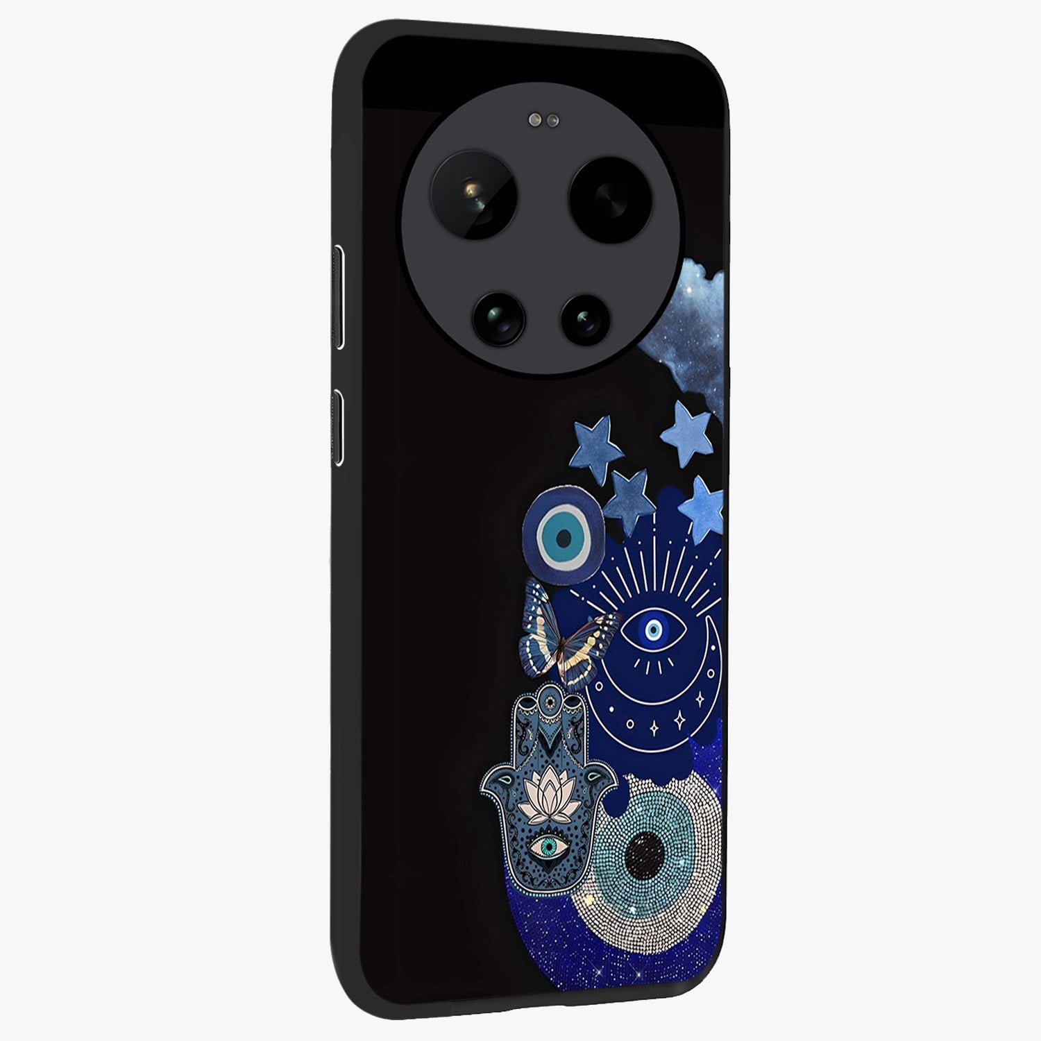 Galactic Charm Cluster Glass Case upright view showcasing glowing cosmic charm artwork with magical celestial style.