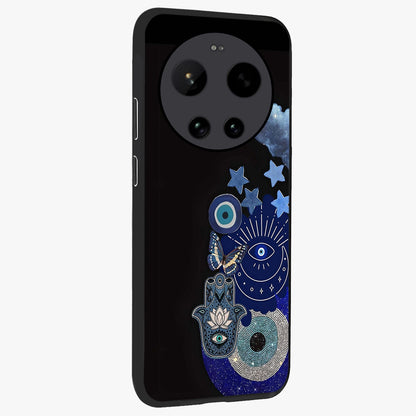 Galactic Charm Cluster Glass Case upright view showcasing glowing cosmic charm artwork with magical celestial style.