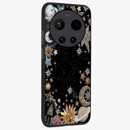 Galactic Jewel Stars Glass Case upright view showcasing glittering star jewel artwork with vibrant galaxy theme.