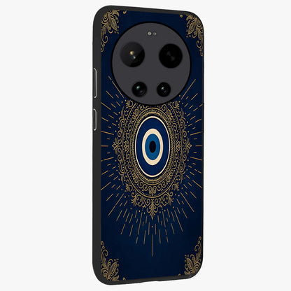 Golden Celestial Charm Glass Case upright view showcasing radiant celestial artwork with elegant golden theme.