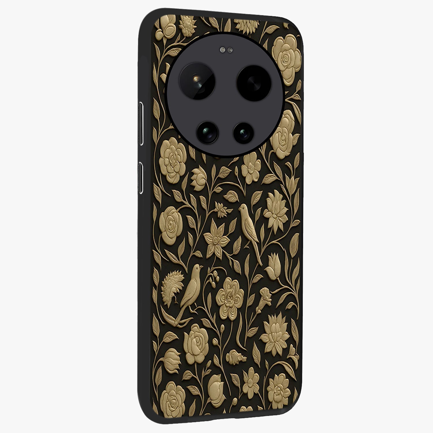 Golden Evil Eye Mandala Glass Case upright view showcasing decorative evil eye mandala artwork with spiritual aesthetic style.
