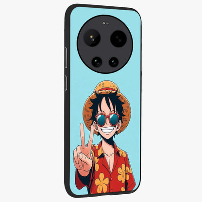 Luffy Summer Anime Vibe Glass Case upright view showcasing dynamic anime artwork with bright adventurous theme.