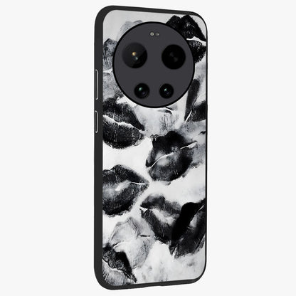 Midnight Kiss Marks Glass Case upright view showcasing stylish kiss mark artwork with trendy romantic theme.