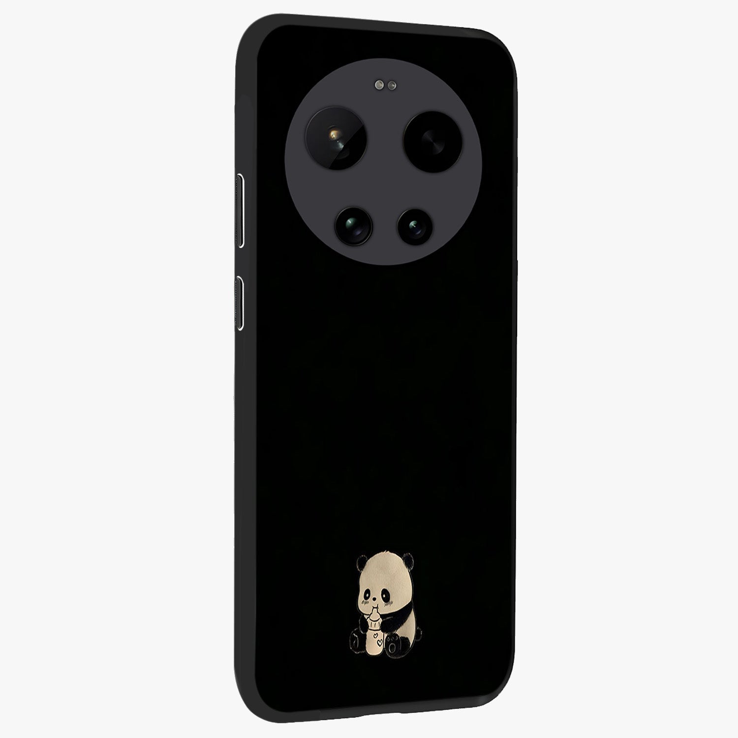 Midnight Panda Love Glass Case upright view showcasing charming panda artwork with playful romantic theme.