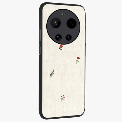 Minimalistic Blue With White Flower Pattern Glass Case upright view showcasing clean white flower artwork with calming blue theme.