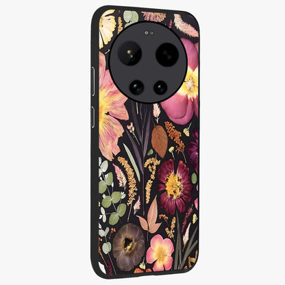 Petal Dream Tapestry Glass Case upright view showcasing detailed floral tapestry artwork with artistic nature theme.