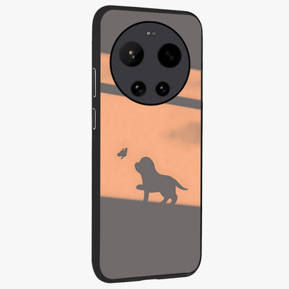 Puppy Shadow Art Glass Case upright view showcasing charming puppy artwork with creative silhouette theme.