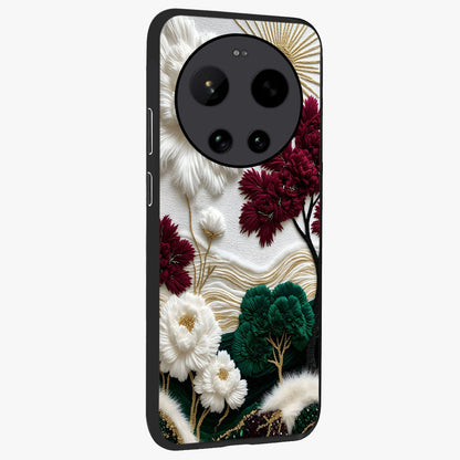 Radiant Bloom Elegance Glass Case upright view showcasing decorative flower artwork with refined botanical theme.