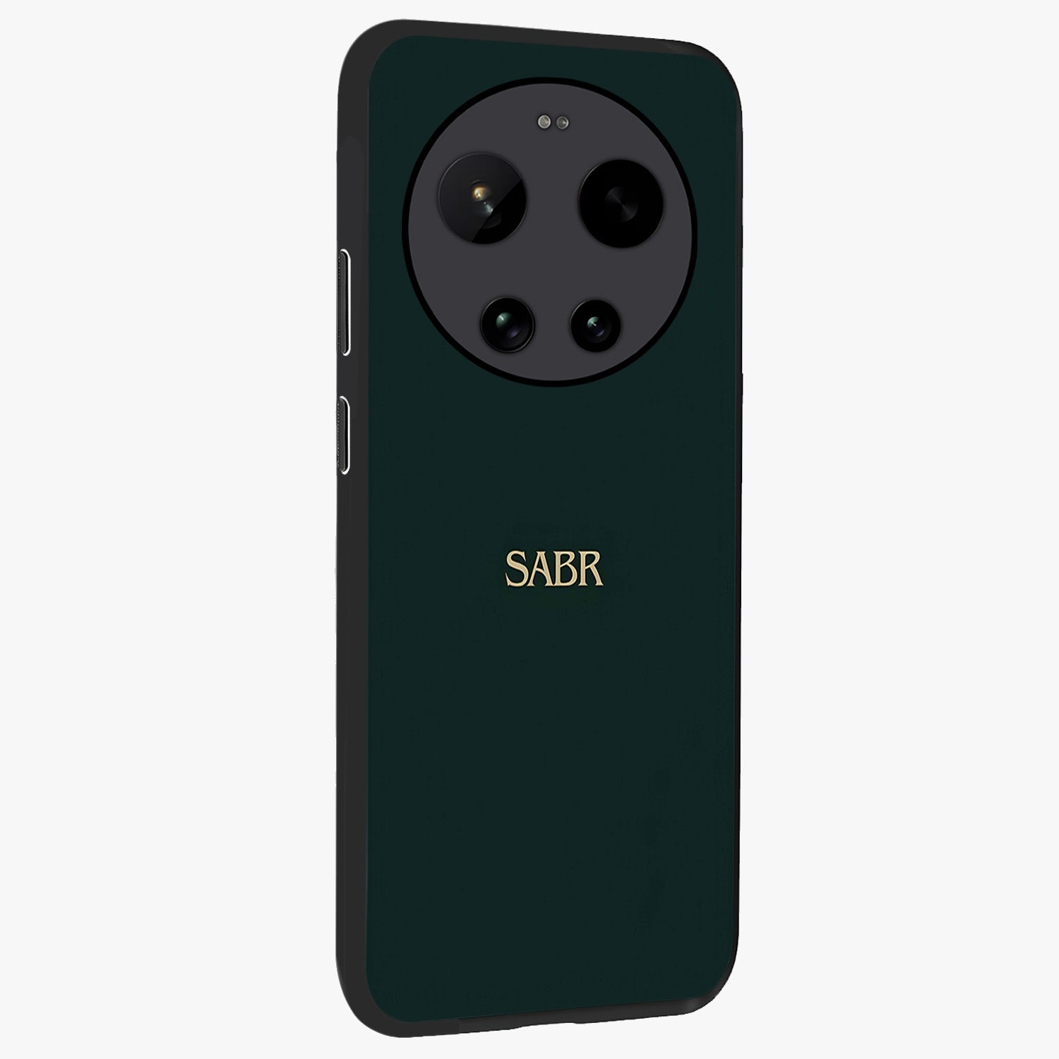 Sabr Minimal Patience Glass Case upright view showcasing calm minimalist artwork with motivational patience theme.