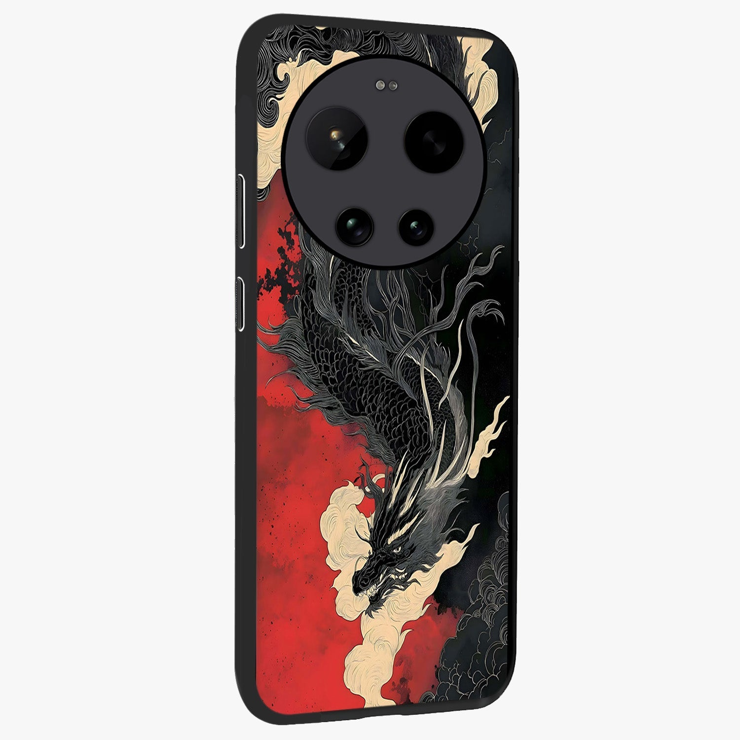 Shadow Dragon Fury Glass Case upright view showcasing intense dragon artwork with dramatic shadow theme.