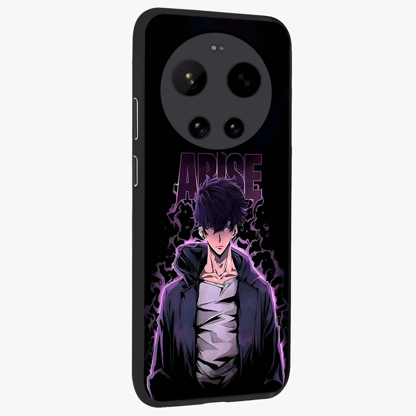 Shadow Monarch Awakening Glass Case upright view showcasing bold monarch artwork with mystical awakening theme.