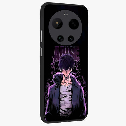 Shadow Monarch Awakening Glass Case upright view showcasing bold monarch artwork with mystical awakening theme.