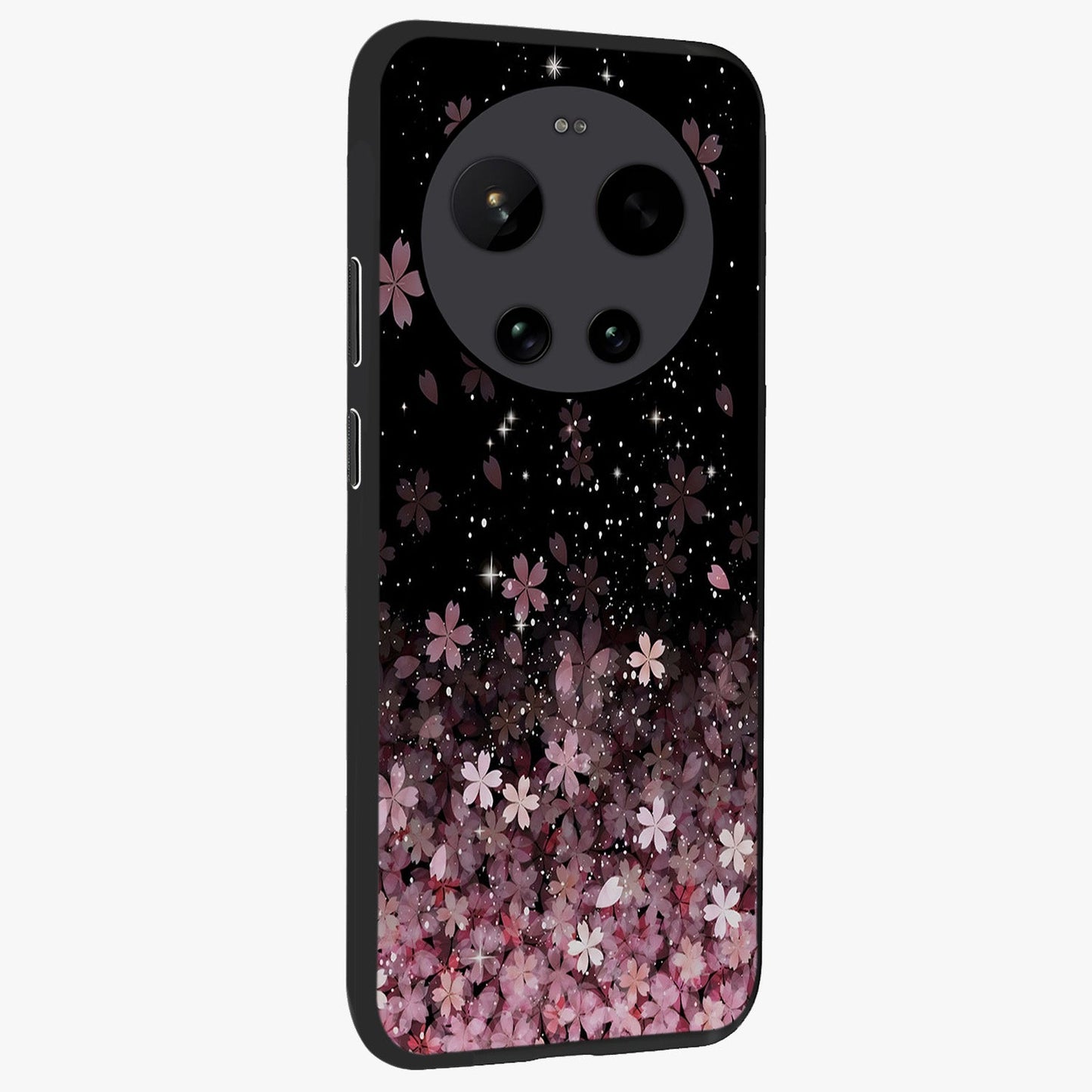 Small Starry Flowers Glass Case upright view showcasing charming floral artwork with dreamy starry theme.