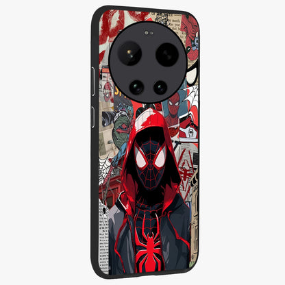 Spider Collage Street Glass Case upright view showcasing bold superhero artwork with urban street theme.