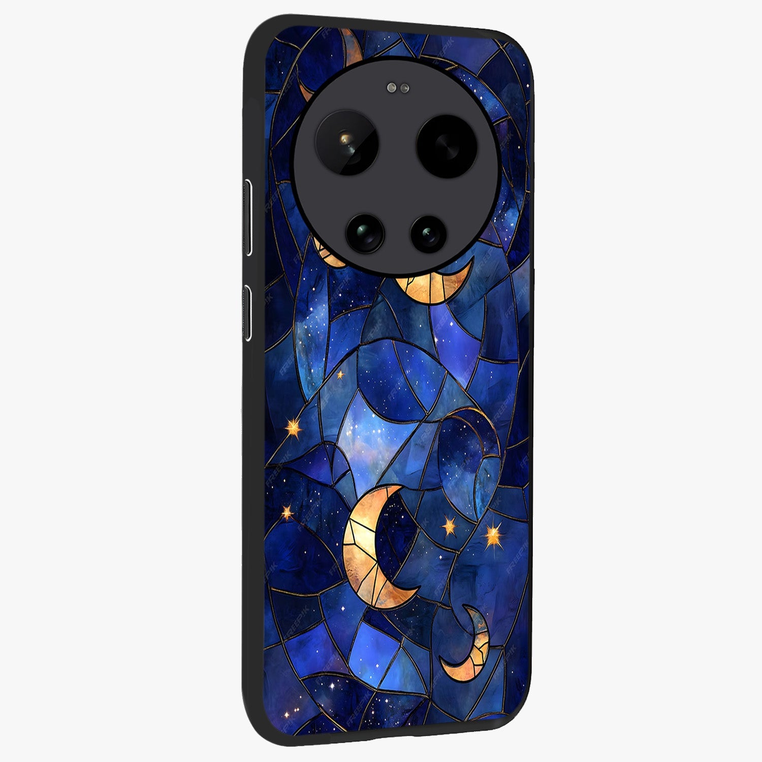 Starlit Sky Tapestry Glass Case upright view showcasing elegant starry sky artwork with cosmic decorative theme.