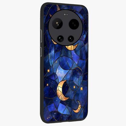 Starlit Sky Tapestry Glass Case upright view showcasing elegant starry sky artwork with cosmic decorative theme.