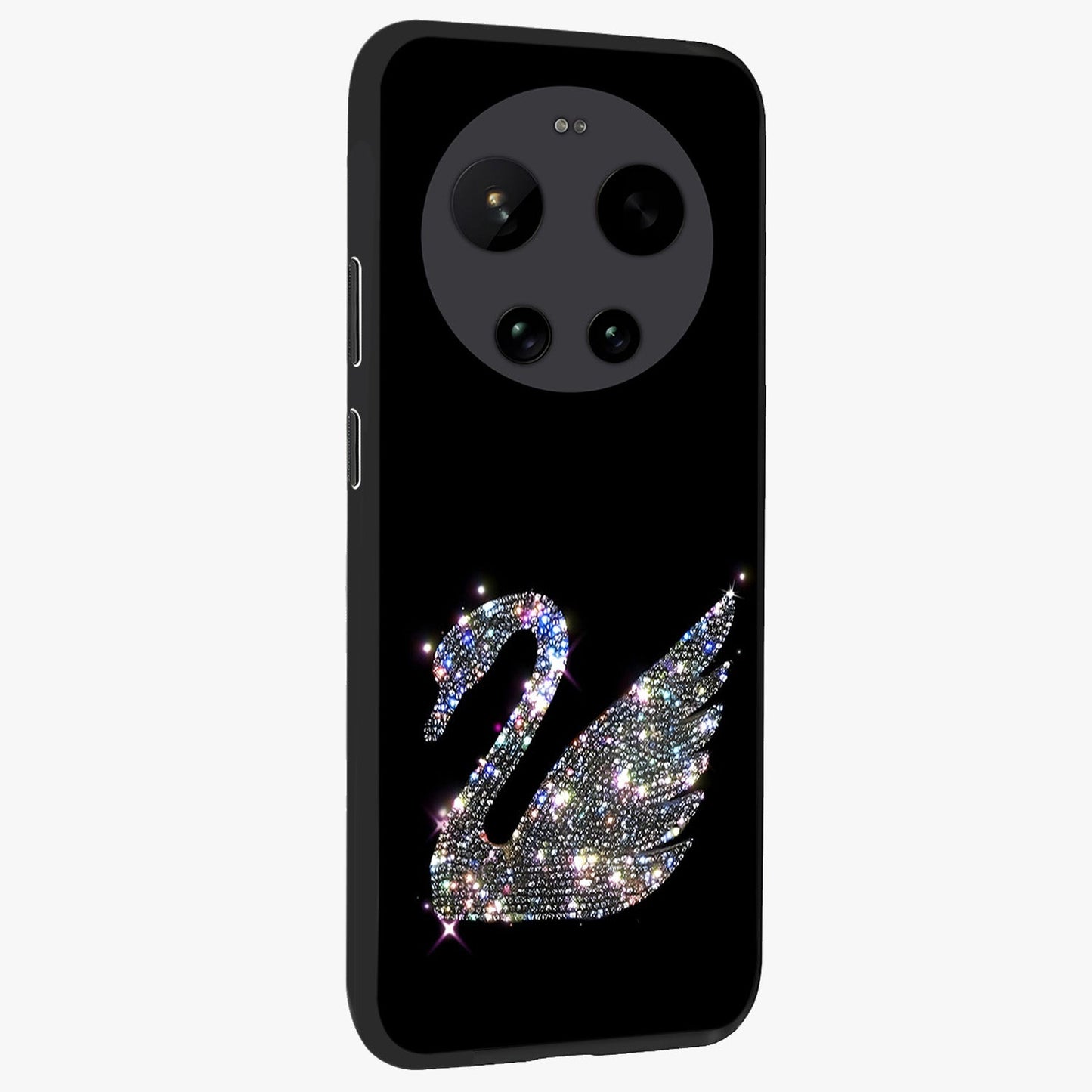 Starlit Swan Grace Glass Case upright view showcasing beautiful swan artwork with peaceful night themed design.