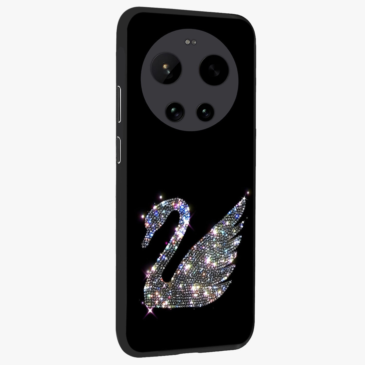 Starlit Swan Grace Glass Case upright view showcasing beautiful swan artwork with peaceful night themed design.