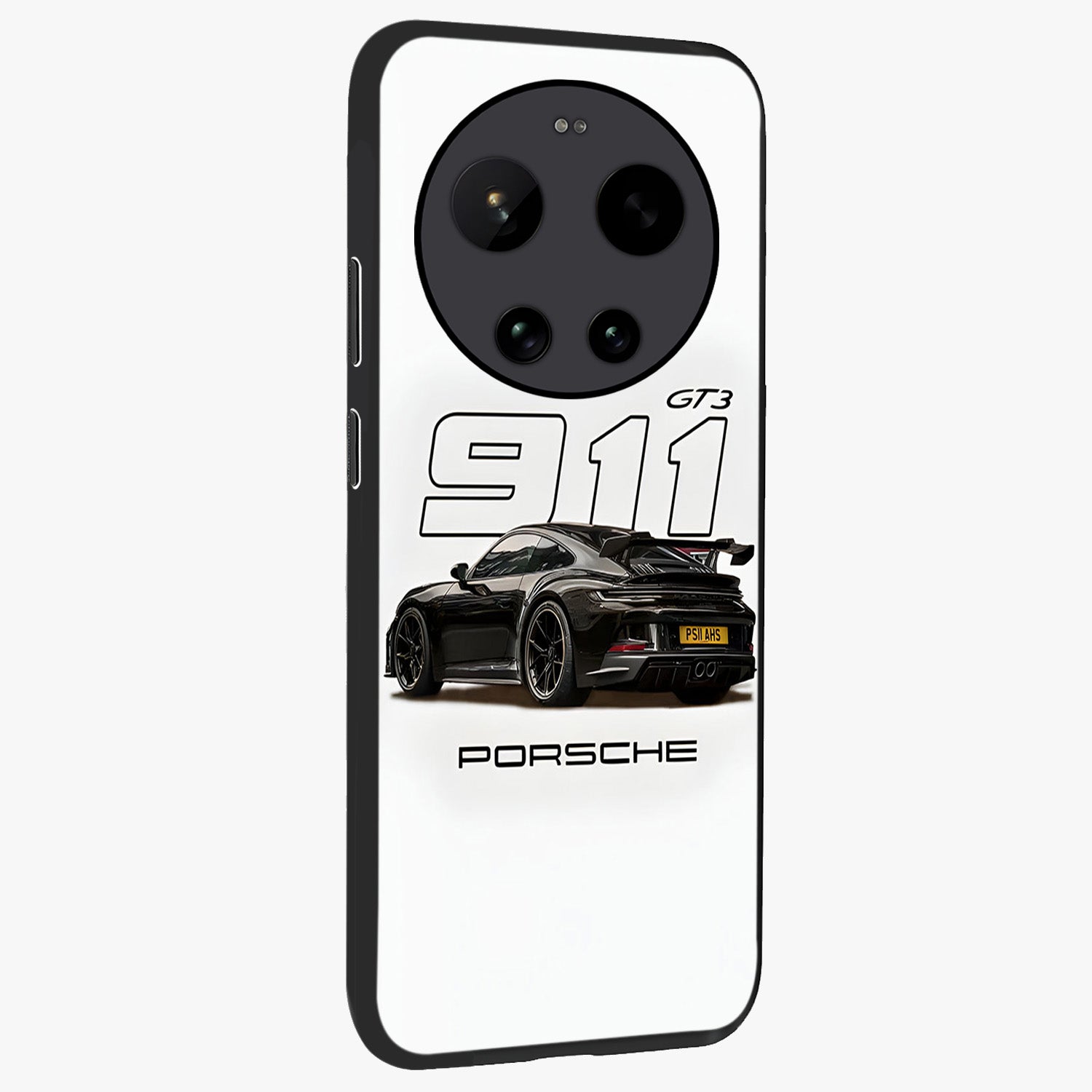Turbo Legacy Icon Glass Case upright view showcasing bold racing inspired artwork with classic car theme.