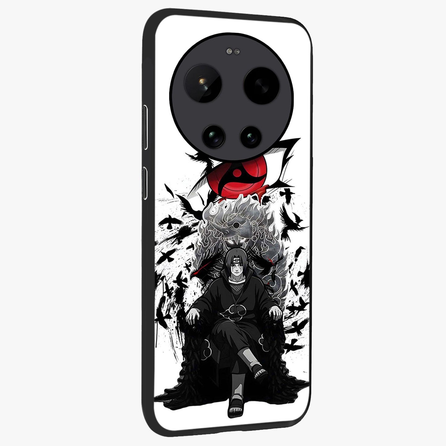 Uchiha Shadow Throne Glass Case upright view showcasing magical underwater galaxy artwork with vibrant cosmic theme.