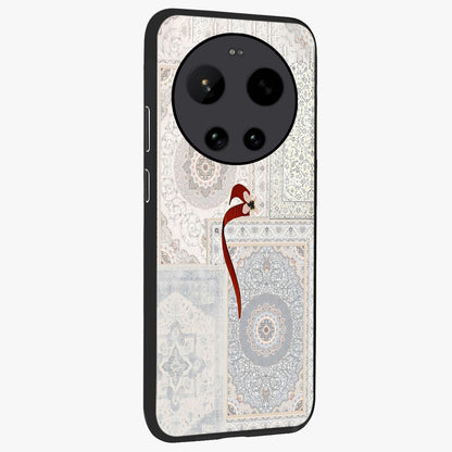 White Aesthetic Bow Glass Case upright view showcasing delicate ribbon bow artwork with cute minimalist theme.
