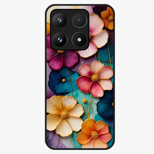 Artlyn Grace Flower Pattern Glass Case showing flat back view with elegant floral pattern artwork and glossy glass finish.