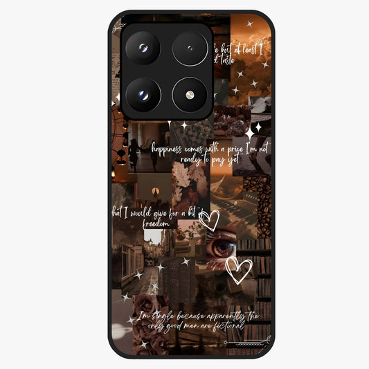 Bittersweet Aesthetic Chaos Glass Case showing flat back view with artistic chaotic aesthetic design and glossy glass finish.