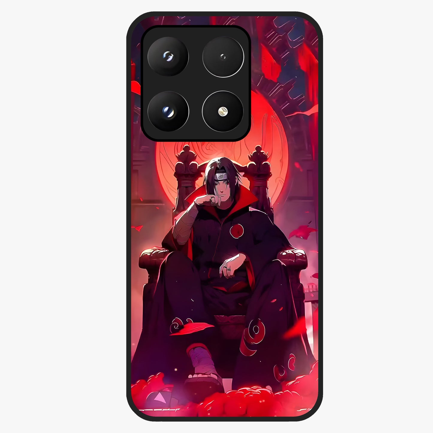 Blood Moon Sovereign Glass Case showing flat back view with mystical blood moon artwork and glossy glass finish.