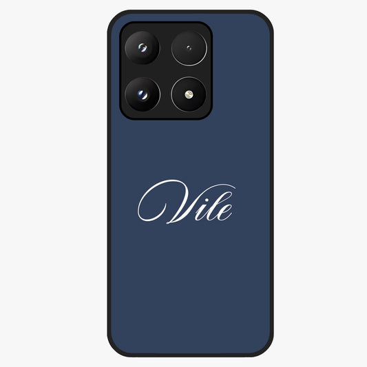 Blue Background Personalized Custom Name Glass Case showing flat back view with minimal blue background and custom name design.