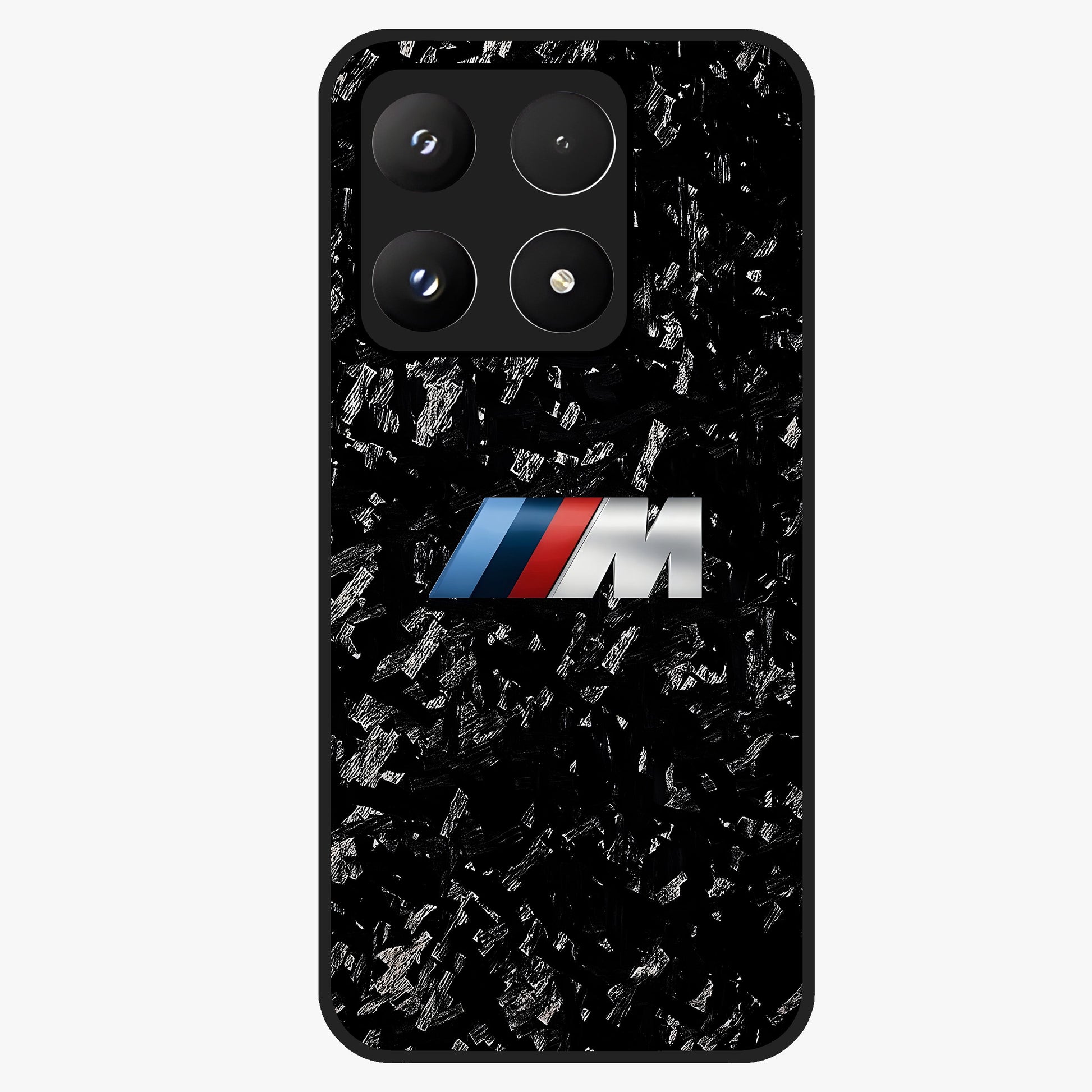 Carbon Speed Mark Glass Case showing flat back view with sporty carbon pattern artwork and glossy glass finish.