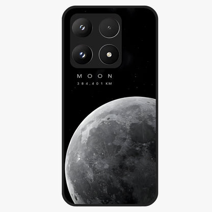 Cosmic Moon Glow Glass Case showing flat back view with glowing moon artwork and glossy glass finish.